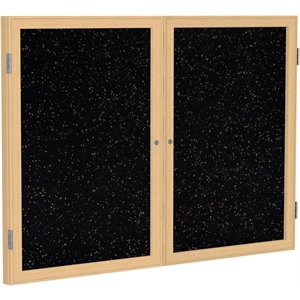 Pemberly Row Wood 36&quot x 48&quot 2 Door Enclosed Rubber Bulletin Board in Tan