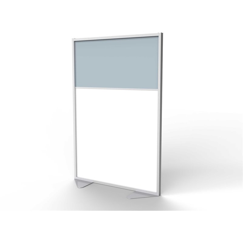 Pemberly Row Vinyl Floor Partition with 2 Split Panel Infill in Silver