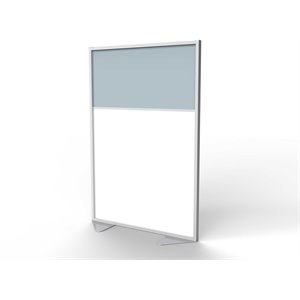 Pemberly Row Vinyl Floor Partition with 2 Split Panel Infill in Silver