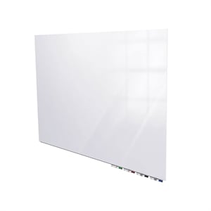 Pemberly Row Glass 3' x 4' Low Porifle 1/4&quot Horizontal Glassboard in White Back