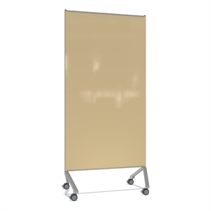 Pemberly Row Non-Magnetic Mobile Glassboard Beige Silver Frame 77x36