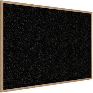 Pemberly Row Wood 4' x 8' Rubber Bulletin Board with Wood Frame in Speckled Tan