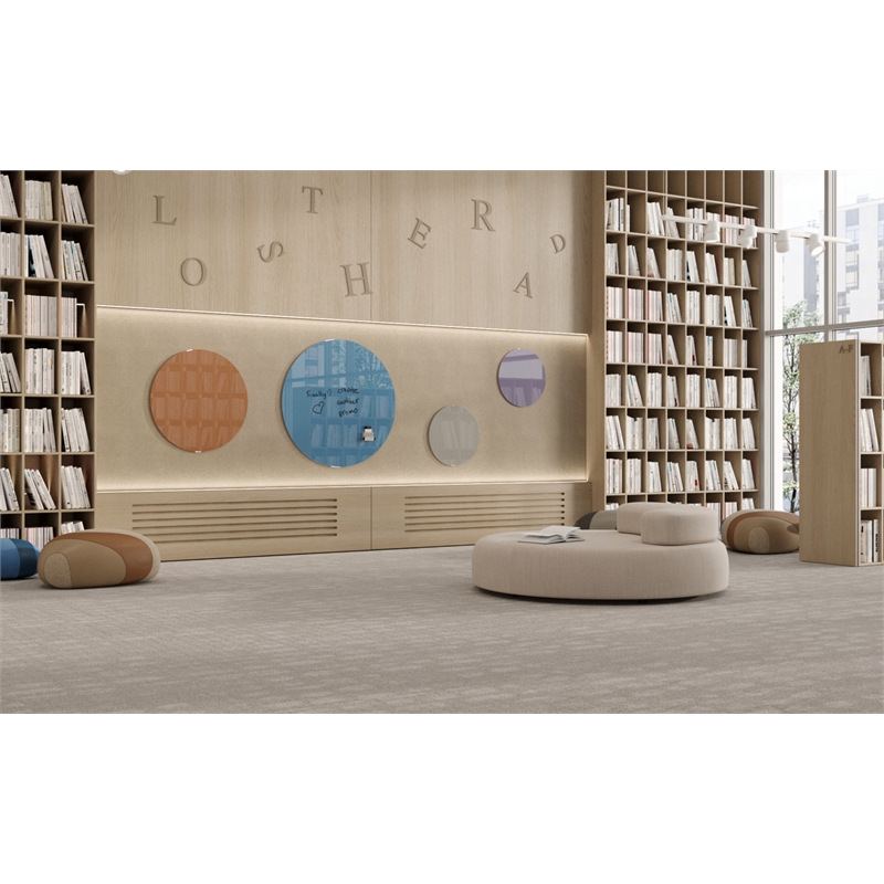 Pemberly Row Low Profile Circular Glass Dry Erase Board Magnetic in Blue