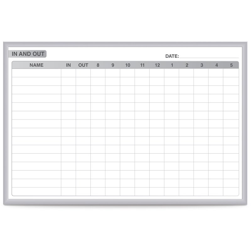 Pemberly Row Vinyl 3' x 4' Manufacturing In/Out Magnetic Whiteboard in Gray