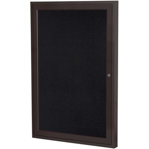 Pemberly Row 36&quot x 24&quot 1 Door Enclosed Rubber Bulletin Board in Black