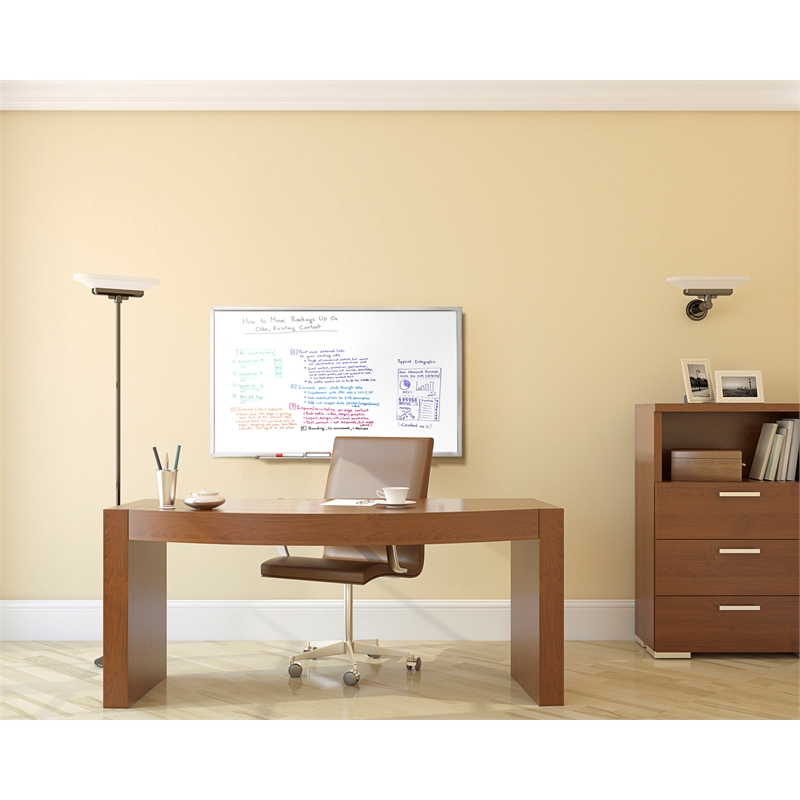 Pemberly Row Whiteboard w/Aluminum Frame - Non-Magnetic - 4ft H x 7ft 4