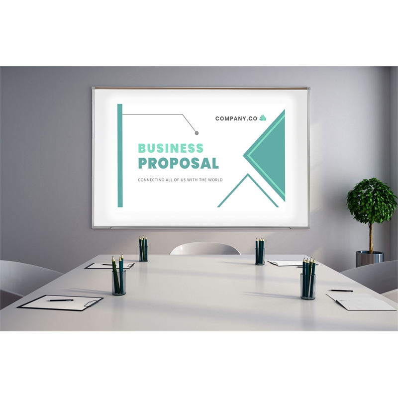 Pemberly Row Whiteboard w/Aluminum Frame - Non-Magnetic - 4ft H x 7ft 4