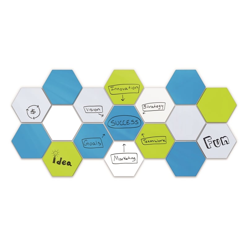 Pemberly Row Hexagonal LINK Steel Whiteboard - Magnetic - Bright Blue - 18x21