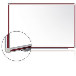 Pemberly Row 48&quotx96&quot Aluminum Frame Ceramic Magnetic Whiteboard - Cherry Trim