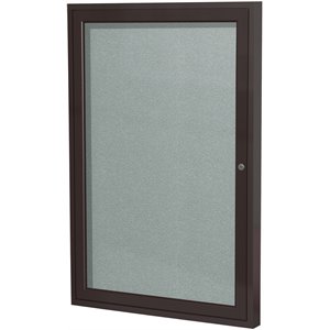 Pemberly Row Vinyl 36&quot x 24&quot 1 Door Enclosed Bulletin Board in Silver