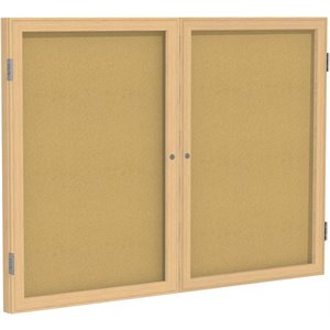 Pemberly Row Wood 36&quot x 60&quot 2 Door Enclosed Bulletin Board in Natural