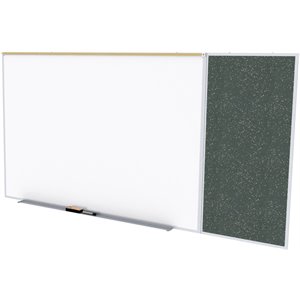 Pemberly Row Ceramic 4' x 12' Rubber Bulletin & Magnetic Whiteboard C-Set in Tan