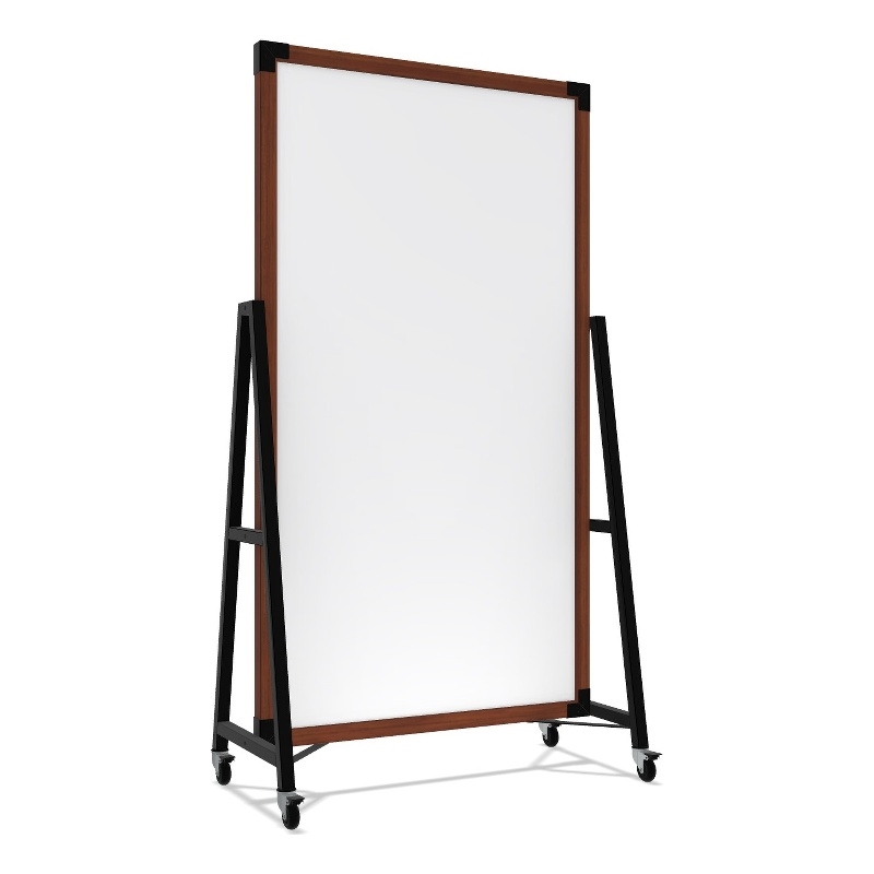 Pemberly Row Mobile Magnetic Whiteboard Carmel Oak Frame 74 x 40in