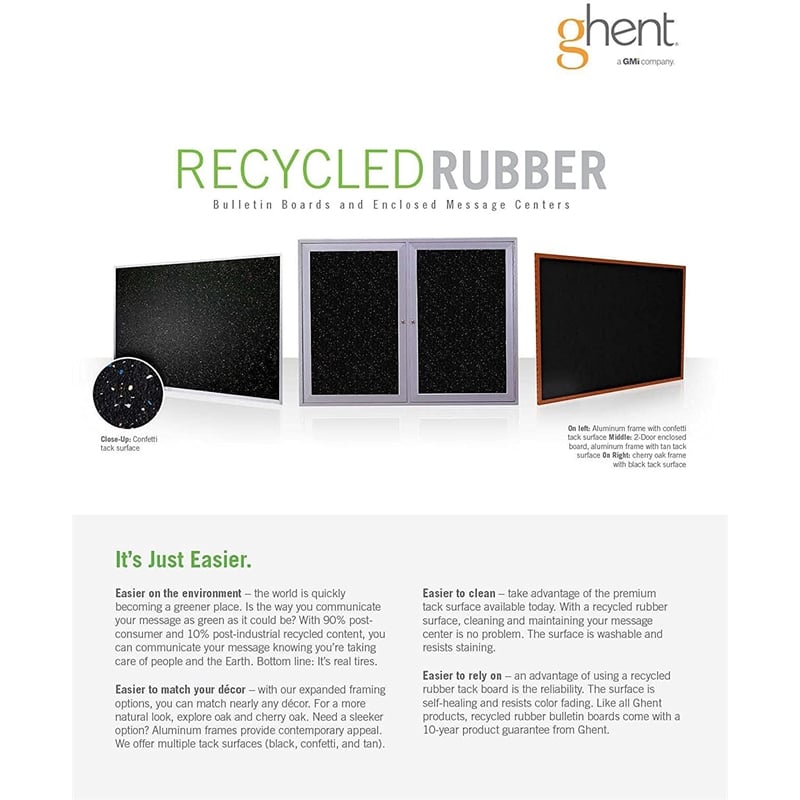 Pemberly Row 3' x 5' Rubber Bulletin Board with Aluminum Frame in Speckled Tan