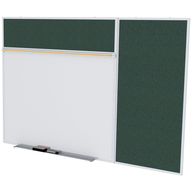 Pemberly Row Vinyl 4' x 12' Bulletin & Magnetic Whiteboard B-Set in Ebony Brown