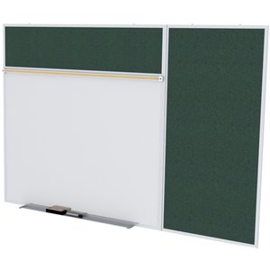 Pemberly Row Vinyl 4' x 8' Bulletin & Magnetic Whiteboard B-Set in Ebony Brown