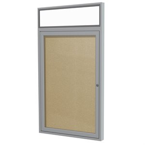 Pemberly Row Vinyl 36&quot x 30&quot 1 Door Enclosed Bulletin Board in Caramel