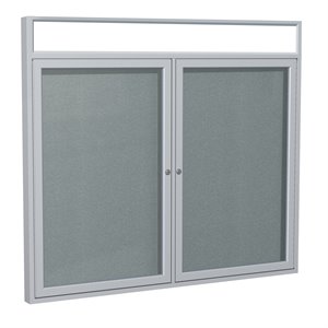 Pemberly Row Vinyl 36&quot x 60&quot 2 Door Enclosed Bulletin Board in Stone