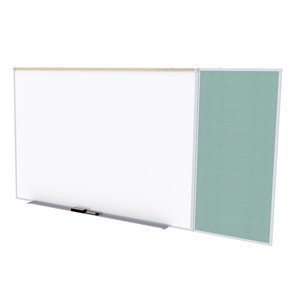 Pemberly Row Vinyl 4' x 12' Bulletin & Magnetic Whiteboard C-Set in Stone