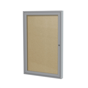 Pemberly Row Vinyl 36&quot x 30&quot 1 Door Enclosed Bulletin Board in Caramel