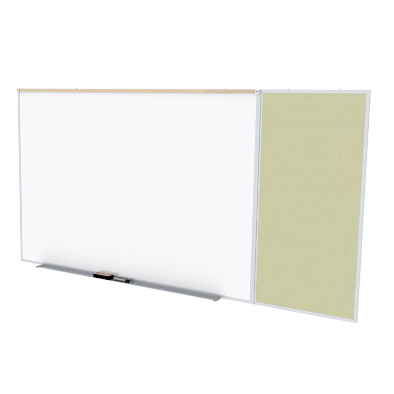 Pemberly Row Vinyl 4' x 10' Bulletin & Magnetic Whiteboard C-Set in Caramel