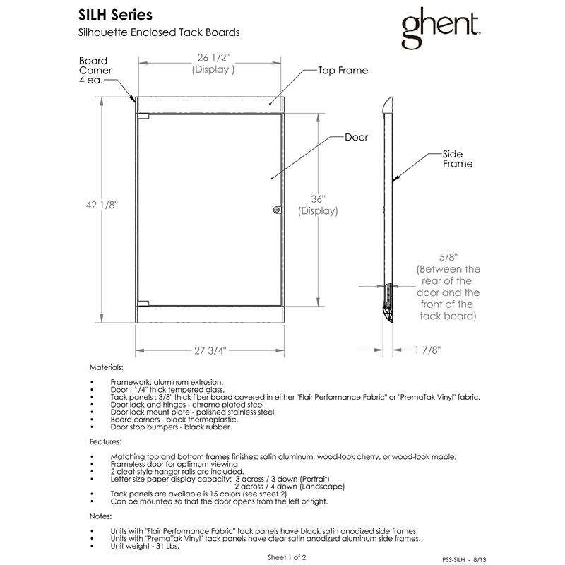 Pemberly Row Wood 4' x 6' Cork Bulletin & Magnetic Whiteboard B-Set in Tan