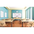 Pemberly Row Ceramic 5' x 6' Rubber Bulletin & Magnetic Whiteboard Set-A in Tan