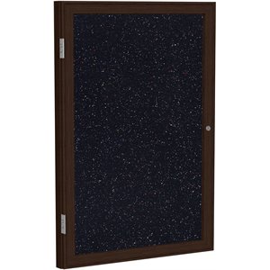 Pemberly Row Wood 36&quot x 36&quot 1 Door Enclosed Rubber Bulletin Board in Multi-Color