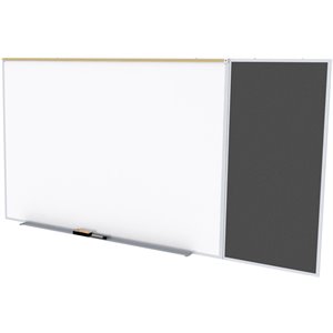 Pemberly Row 4' x 10' Rubber Bulletin & Magnetic Whiteboard C-Set in Black