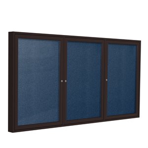 Pemberly Row Vinyl 48&quot x 96&quot 3 Door Enclosed Bulletin Board in Navy