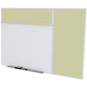 Pemberly Row Vinyl 4' x 12' Bulletin & Magnetic Whiteboard B-Set in Caramel