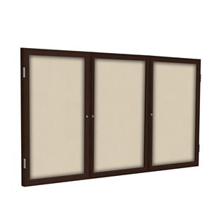 Pemberly Row Fabric 48&quot x 96&quot 3 Door Enclosed Bulletin Board in Beige