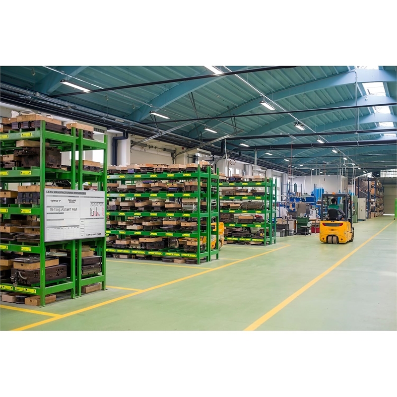 Pemberly Row Vinyl 4' x 6' Manufacturing LEAN Magnetic Whiteboard in Gray