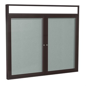 Pemberly Row Vinyl 48&quot x 60&quot 2 Door Enclosed Bulletin Board in Silver