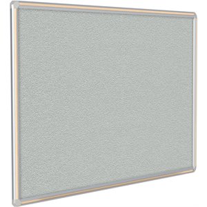 Pemberly Row Vinyl 3' x 4' Bulletin Board with Light Maple Trim in Gray