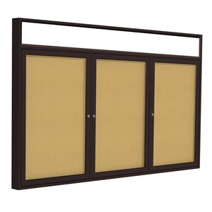 Pemberly Row Wood 36&quot x 72&quot 3 Door Enclosed Bulletin Board in Natural