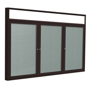 Pemberly Row Vinyl 48&quot x 72&quot 3 Door Enclosed Headliner Bulletin Board in Silver
