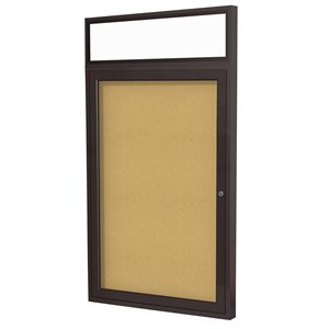 Pemberly Row Wood 36&quot x 24&quot 1 Door Enclosed Bulletin Board in Natural