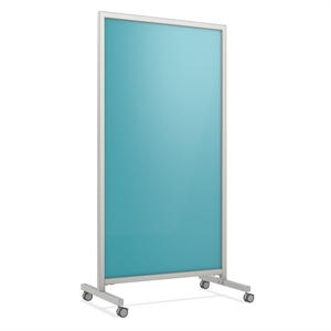 Pemberly Row Mobile Glassboard - Non-Magnetic - 75&quotH x 38&quotW in Blue