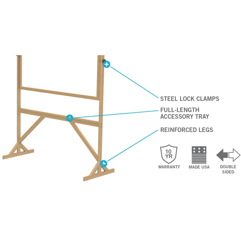 Pemberly Row Wood 4' x 6' Reversible Cork Bulletin & Whiteboard in Natural