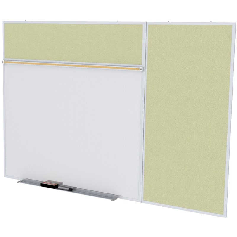 Pemberly Row Vinyl 4' x 10' Bulletin & Magnetic Whiteboard B-Set in Caramel