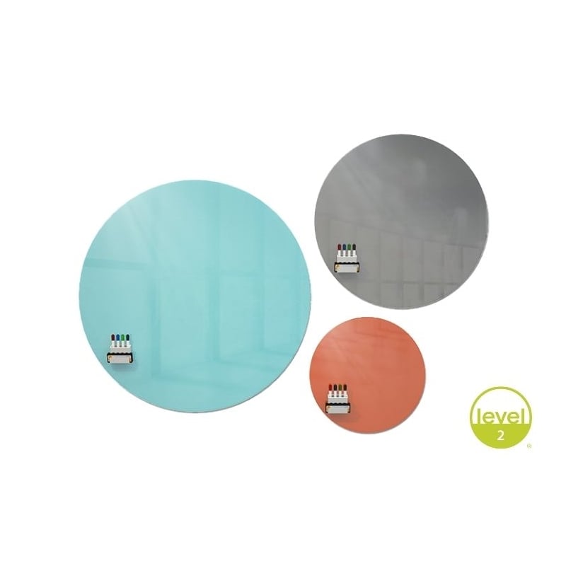 Pemberly Row Low Profile Circular Glass Dry Erase Board Non-Magnetic in Gray