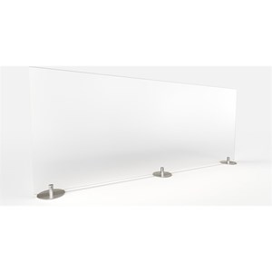 Pemberly Row Plastic 24&quot x 48&quot Freestanding Frosted Desktop Divider in White