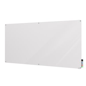 Pemberly Row Glass 4' x 6' Magnetic Board with Radius Corners in White Back