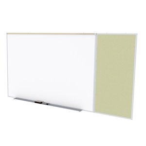 Pemberly Row Vinyl 4' x 16' Bulletin & Magnetic Whiteboard C-Set in Caramel