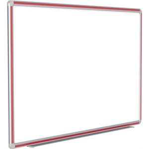 Pemberly Row 48&quotx96&quot Aluminum Frame Ceramic Magnetic Whiteboard - Red Trim