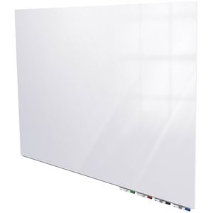 Pemberly Row Glass 4' x 6' Low Porifle 1/4&quot Horizontal Glassboard in White Back
