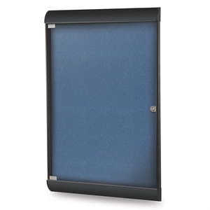 Pemberly Row Vinyl 42&quot x 28&quot 1 Door Bulletin Board with Black Frame in Navy