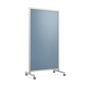 Pemberly Row Mobile Glassboard - Non-Magnetic - 75&quotH x 38&quotW in Denim