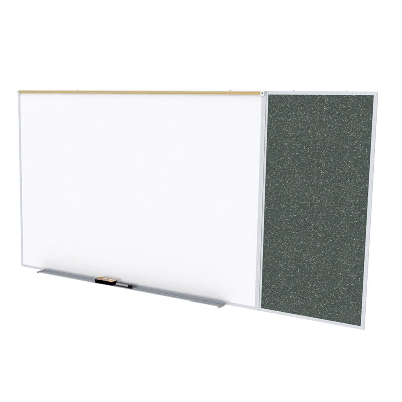 Pemberly Row Ceramic 4' x 8' Rubber Bulletin & Magnetic Whiteboard C-Set